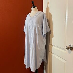 The Vermont Country Store Women’s Blue & White Striped Seersucker Nightshirt